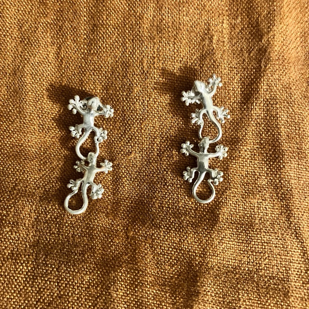Silver Gecko Earrings